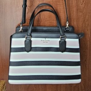 Kate Spade Laurel Way Celebration Stripe Reese Satchel Purse & matching Wallet